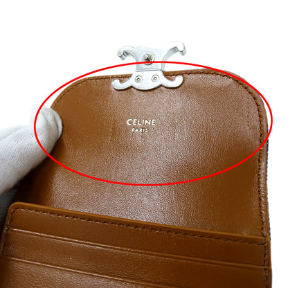 CELINE セリーヌ スモール フラップウォレット 三つ折り財布 トリオンフ ブルー デニム レディース 【中古】
