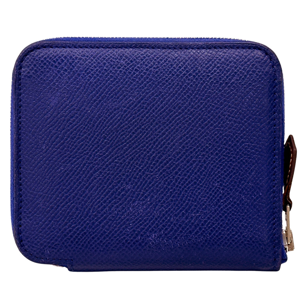 HERMES エルメス 二つ折り財布 アザップ シルクイン コンパクト ネイビー ヴォーエプソン レディース 【中古】