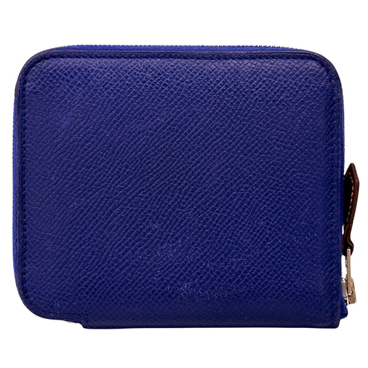 HERMES エルメス 二つ折り財布 アザップ シルクイン コンパクト ネイビー ヴォーエプソン レディース 【中古】