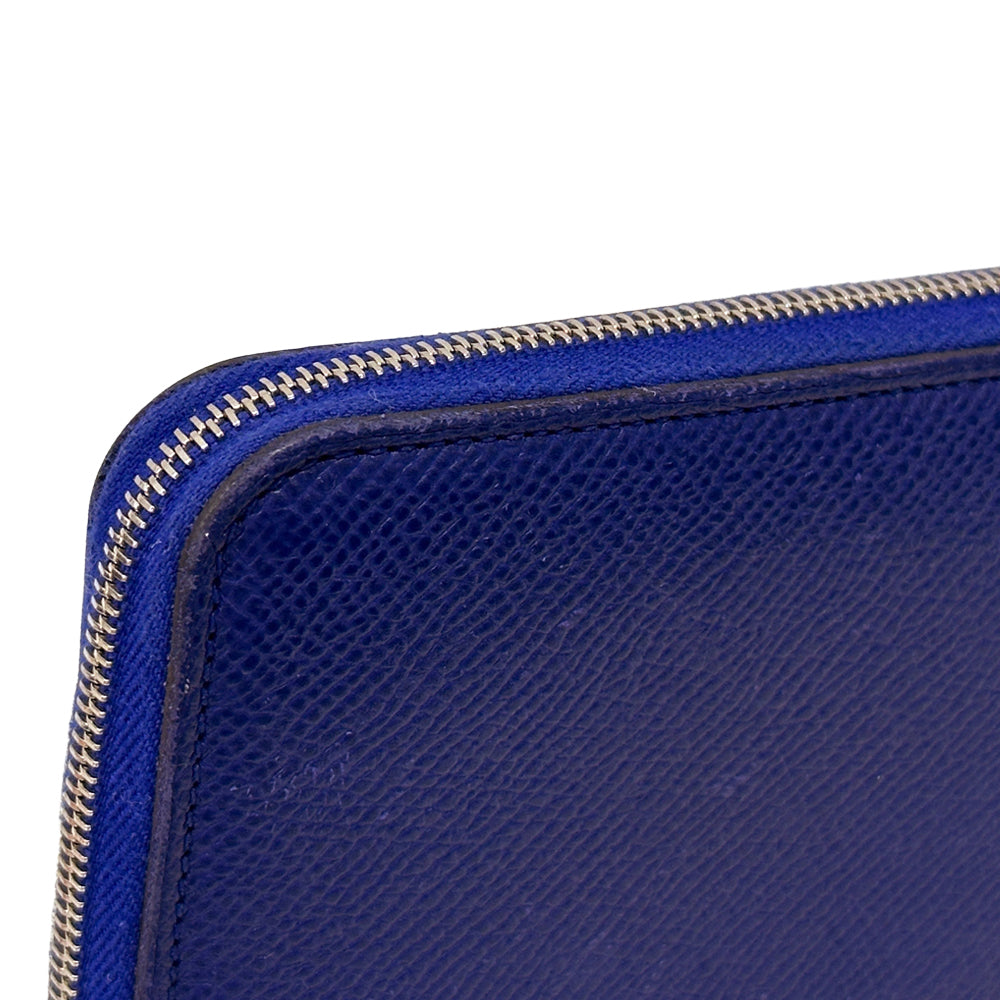 HERMES エルメス 二つ折り財布 アザップ シルクイン コンパクト ネイビー ヴォーエプソン レディース 【中古】