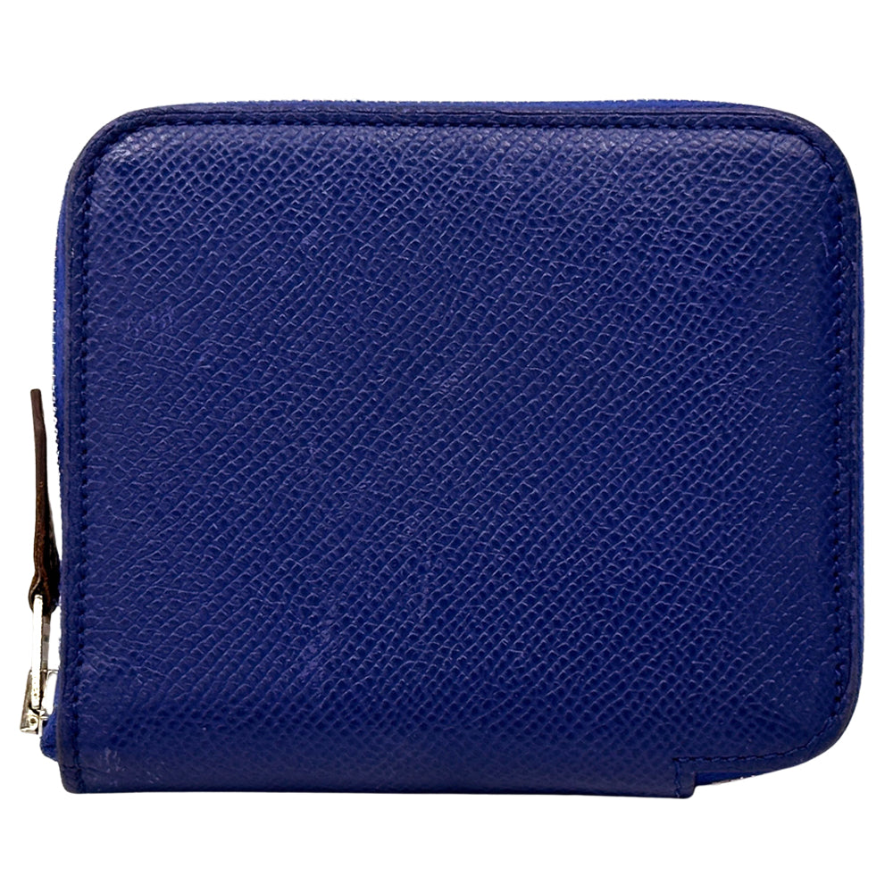 HERMES エルメス 二つ折り財布 アザップ シルクイン コンパクト ネイビー ヴォーエプソン レディース 【中古】