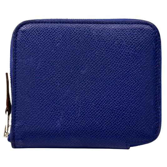 HERMES エルメス 二つ折り財布 アザップ シルクイン コンパクト ネイビー ヴォーエプソン レディース 【中古】
