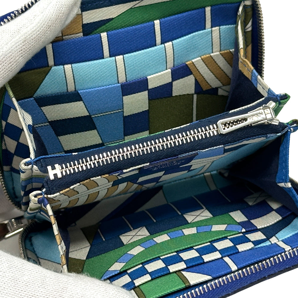 HERMES エルメス 二つ折り財布 アザップ シルクイン コンパクト ネイビー ヴォーエプソン レディース 【中古】