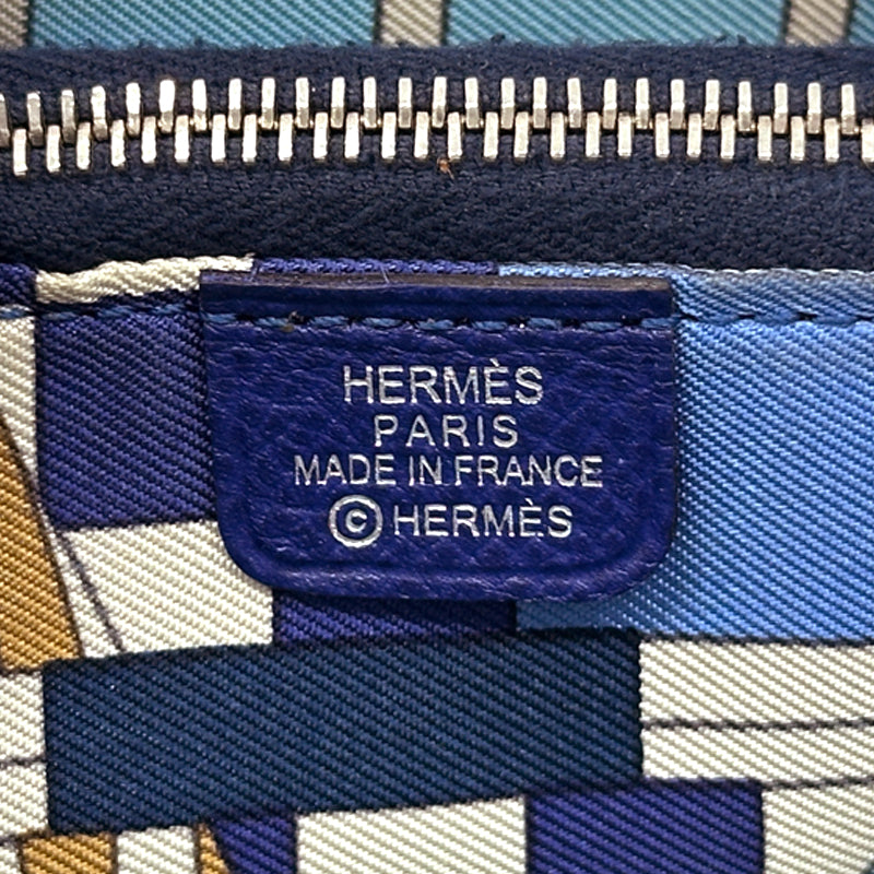 HERMES エルメス 二つ折り財布 アザップ シルクイン コンパクト ネイビー ヴォーエプソン レディース 【中古】