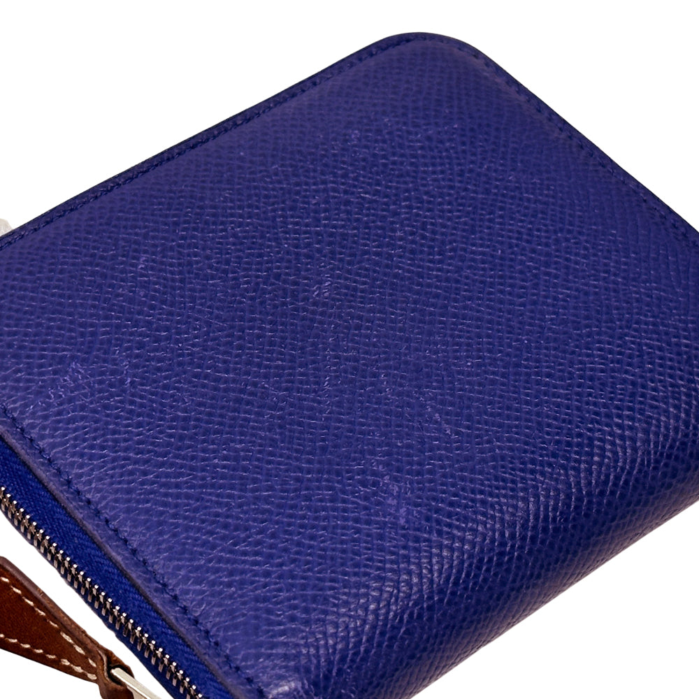 HERMES エルメス 二つ折り財布 アザップ シルクイン コンパクト ネイビー ヴォーエプソン レディース 【中古】