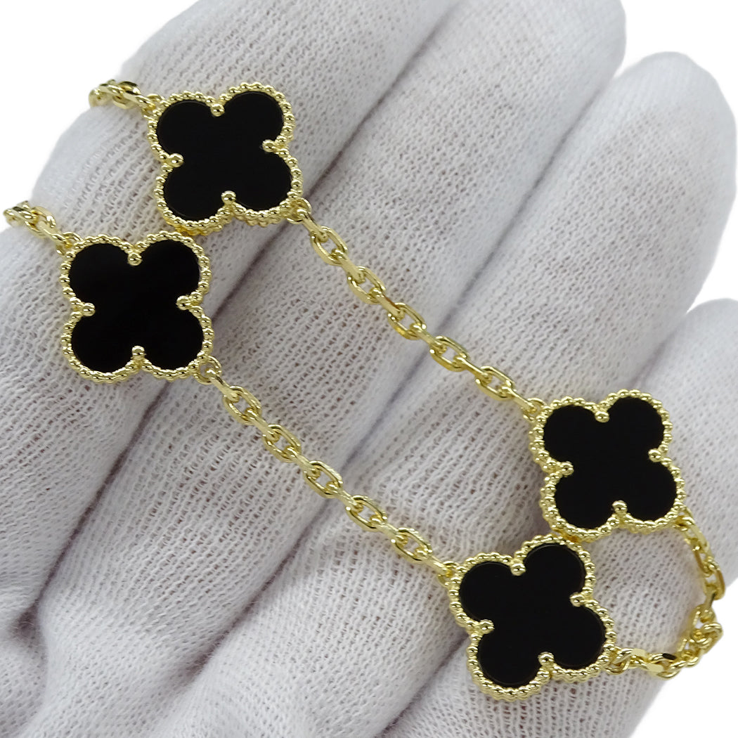 Van Cleef & Arpels ヴァンクリーフ＆アーペル ヴィンテージアルハンブラ 10モチーフ ネックレス 750YG オニキス レディース 【中古】