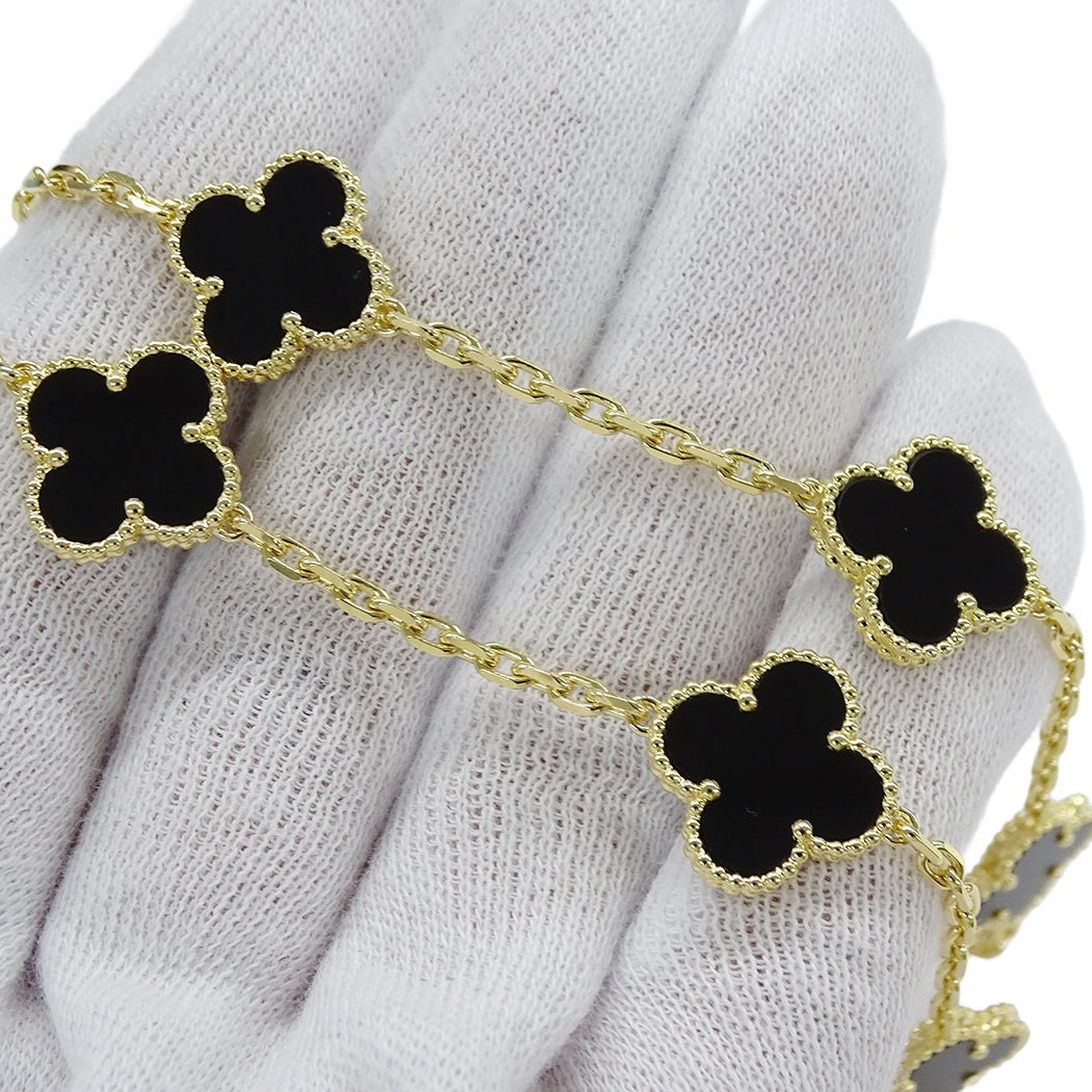Van Cleef & Arpels ヴァンクリーフ＆アーペル ヴィンテージアルハンブラ 10モチーフ ネックレス 750YG オニキス レディース 【中古】