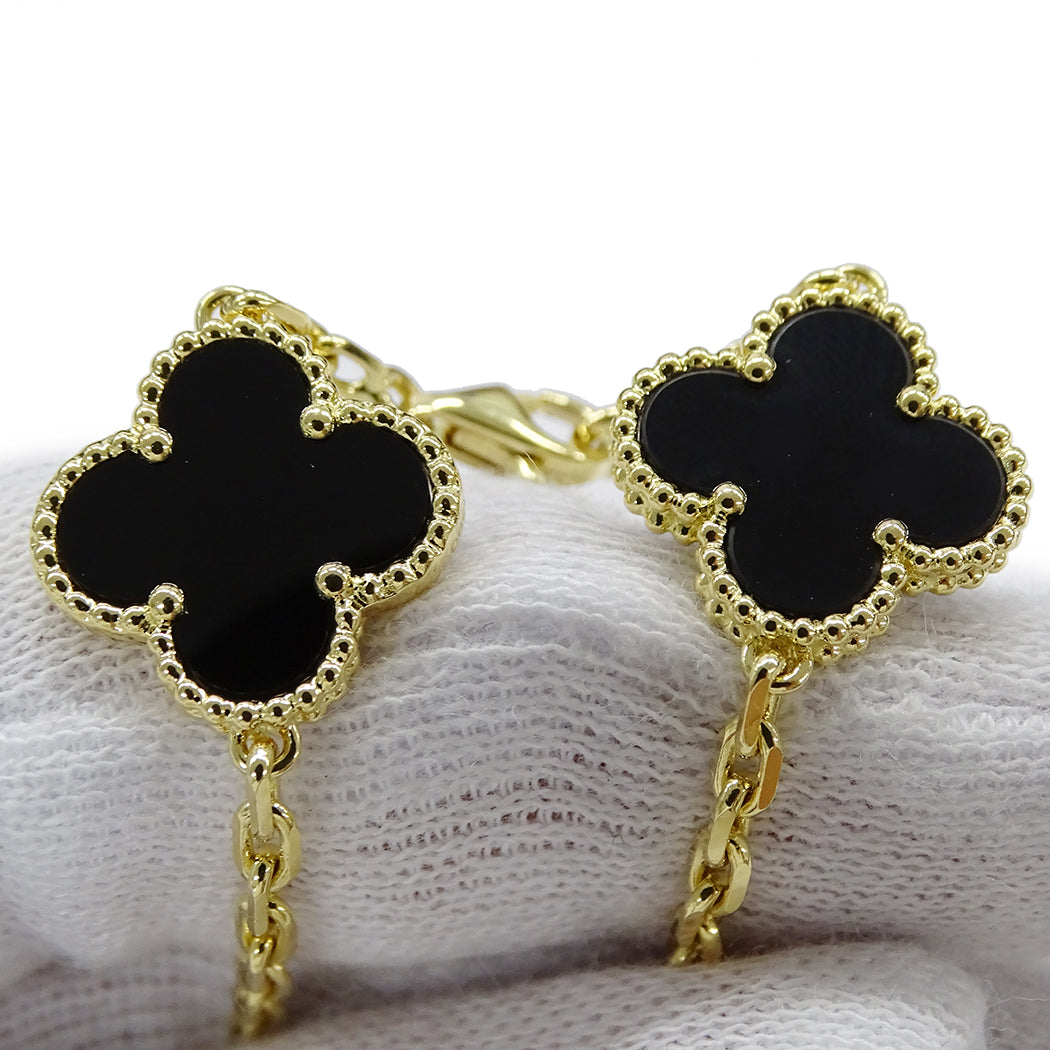 Van Cleef & Arpels ヴァンクリーフ＆アーペル ヴィンテージアルハンブラ 10モチーフ ネックレス 750YG オニキス レディース 【中古】