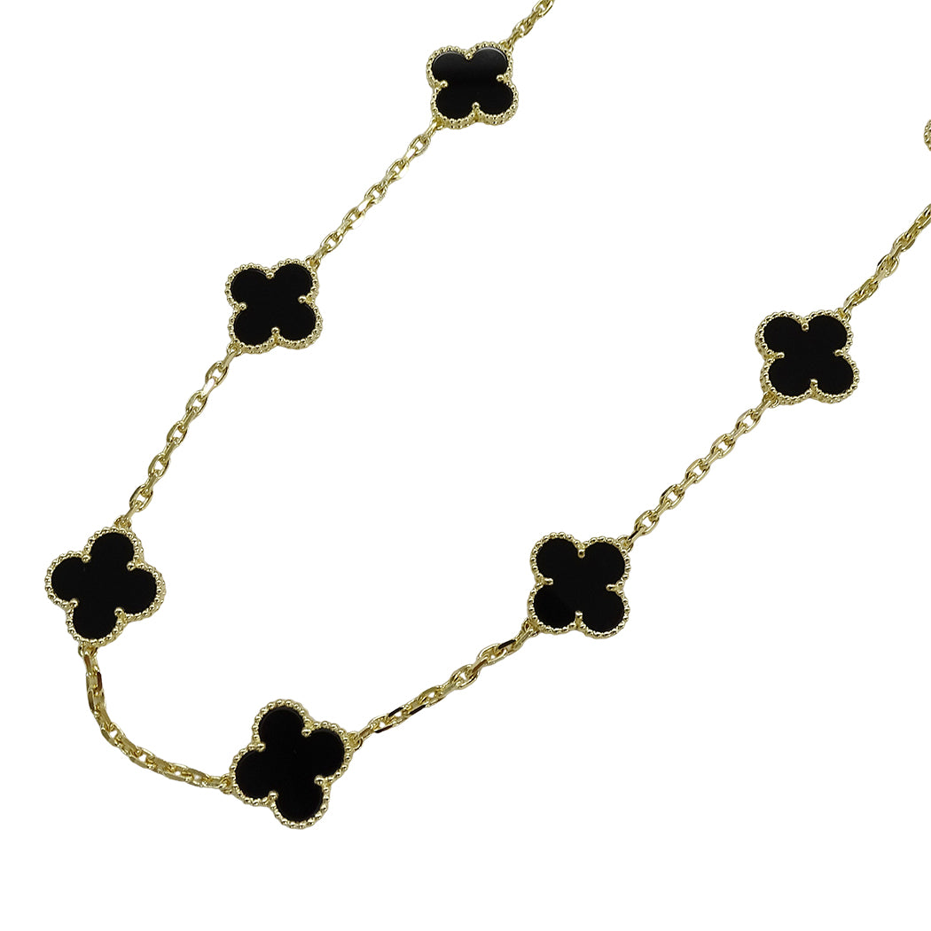 Van Cleef & Arpels ヴァンクリーフ＆アーペル ヴィンテージアルハンブラ 10モチーフ ネックレス 750YG オニキス レディース 【中古】