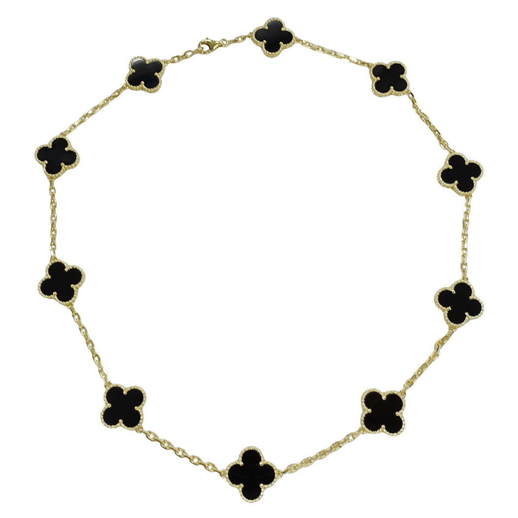 Van Cleef & Arpels ヴァンクリーフ＆アーペル ヴィンテージアルハンブラ 10モチーフ ネックレス 750YG オニキス レディース 【中古】