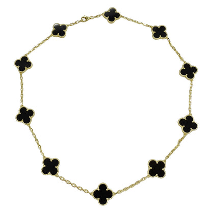 Van Cleef & Arpels ヴァンクリーフ＆アーペル ヴィンテージアルハンブラ 10モチーフ ネックレス 750YG オニキス レディース 【中古】