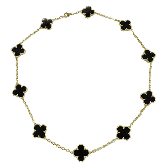 Van Cleef & Arpels ヴァンクリーフ＆アーペル ヴィンテージアルハンブラ 10モチーフ ネックレス 750YG オニキス レディース 【中古】