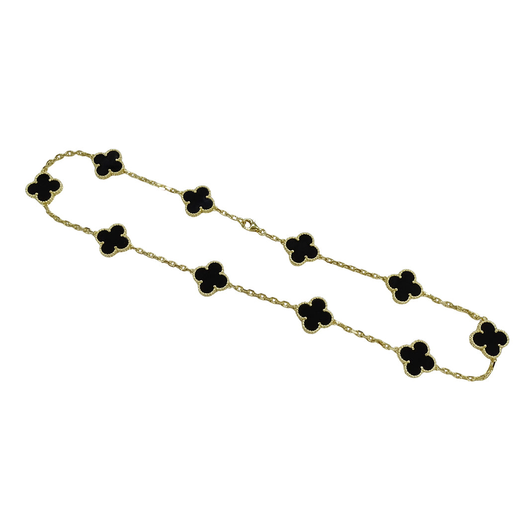 Van Cleef & Arpels ヴァンクリーフ＆アーペル ヴィンテージアルハンブラ 10モチーフ ネックレス 750YG オニキス レディース 【中古】