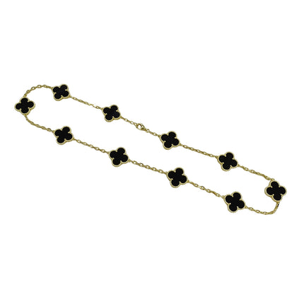 Van Cleef & Arpels ヴァンクリーフ＆アーペル ヴィンテージアルハンブラ 10モチーフ ネックレス 750YG オニキス レディース 【中古】
