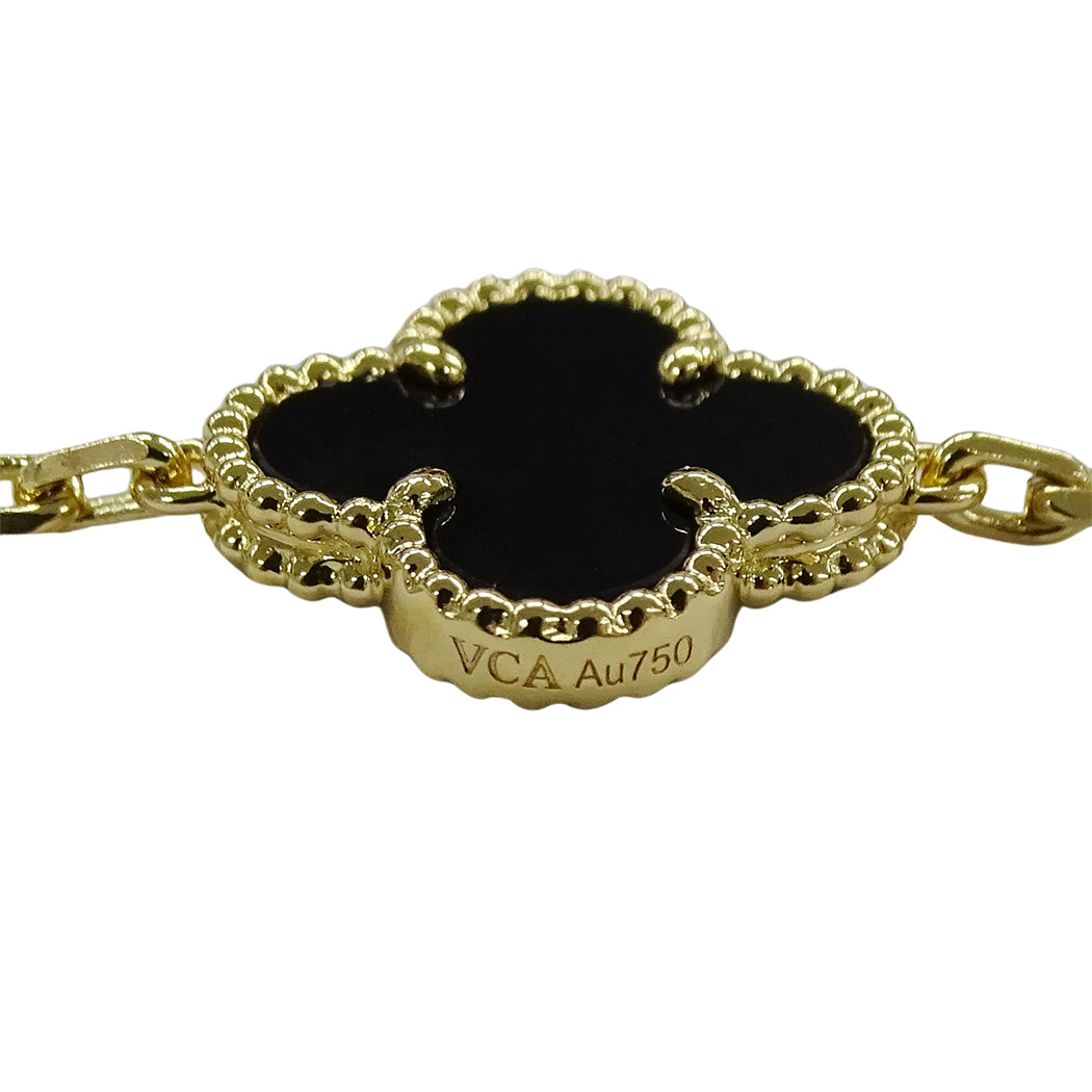 Van Cleef & Arpels ヴァンクリーフ＆アーペル ヴィンテージアルハンブラ 10モチーフ ネックレス 750YG オニキス レディース 【中古】