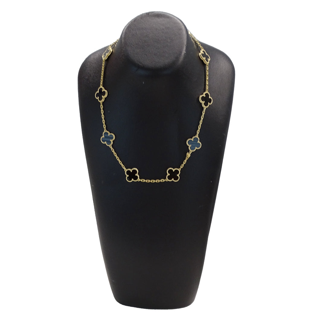Van Cleef & Arpels ヴァンクリーフ＆アーペル ヴィンテージアルハンブラ 10モチーフ ネックレス 750YG オニキス レディース 【中古】