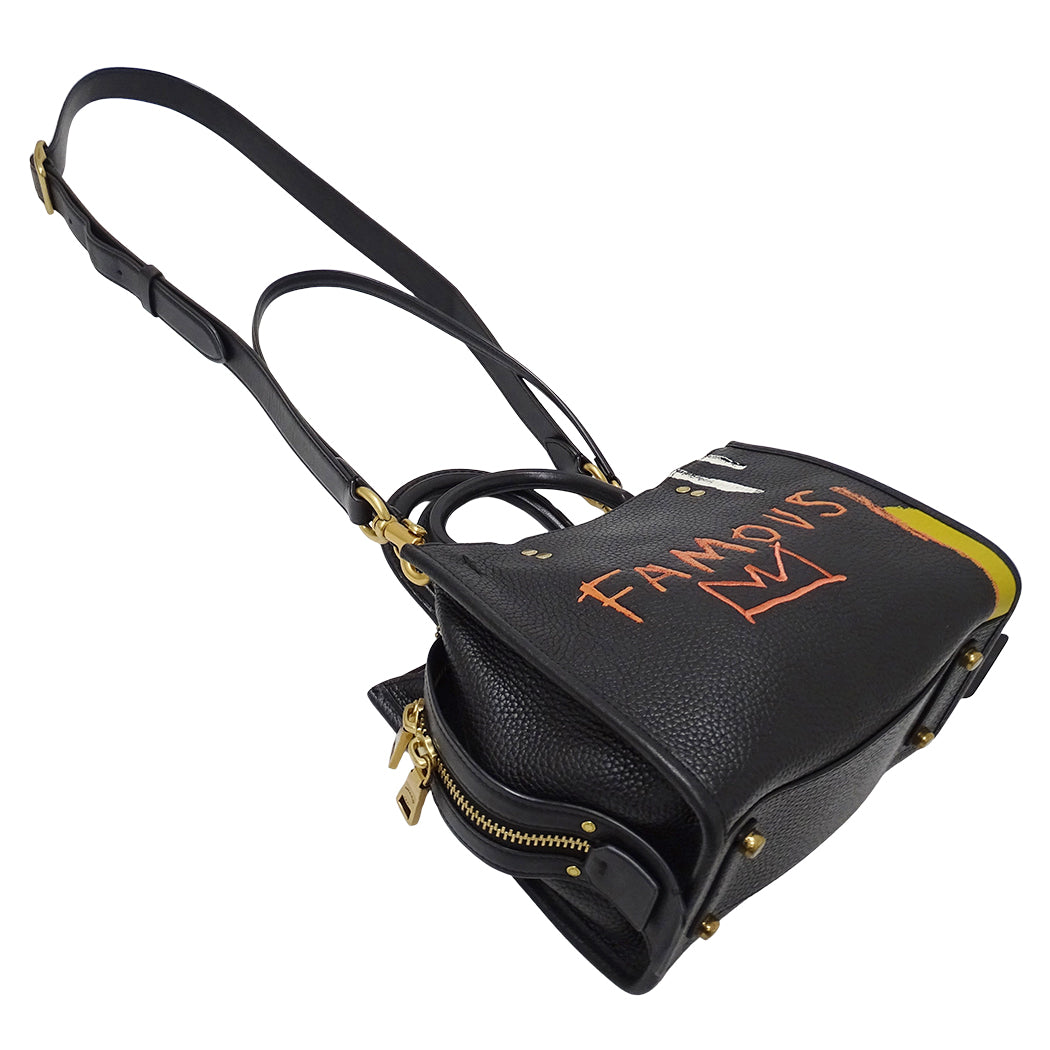 COACH コーチ ローグ 25 2wayバッグ ブラック C0307 レザー レディース ジャンミシェルバスキア コラボ 【中古】