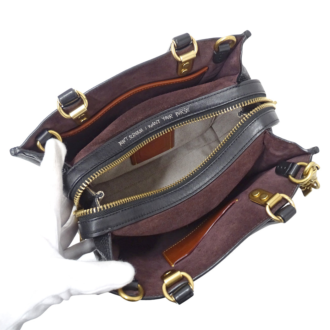 COACH コーチ ローグ 25 2wayバッグ ブラック C0307 レザー レディース ジャンミシェルバスキア コラボ 【中古】