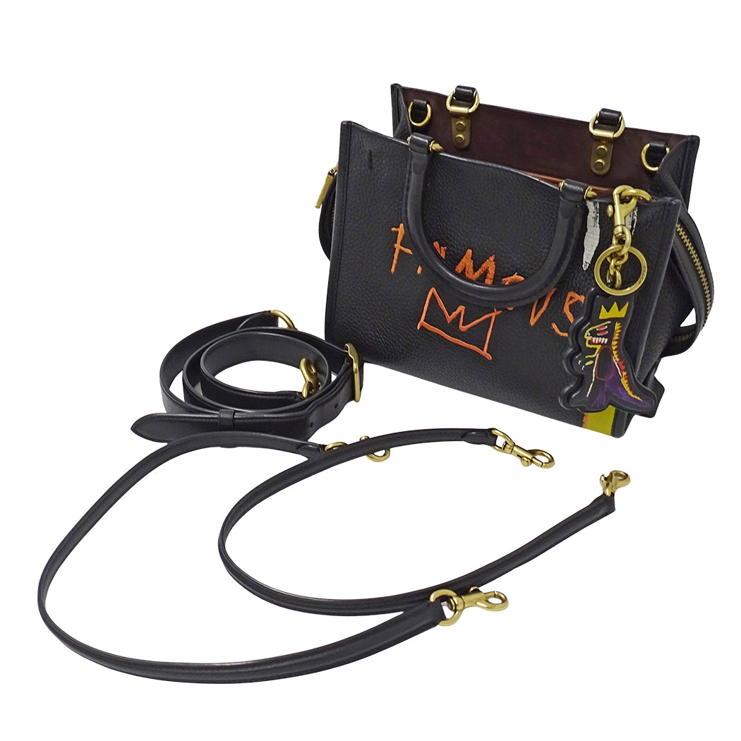 COACH コーチ ローグ 25 2wayバッグ ブラック C0307 レザー レディース ジャンミシェルバスキア コラボ 【中古】