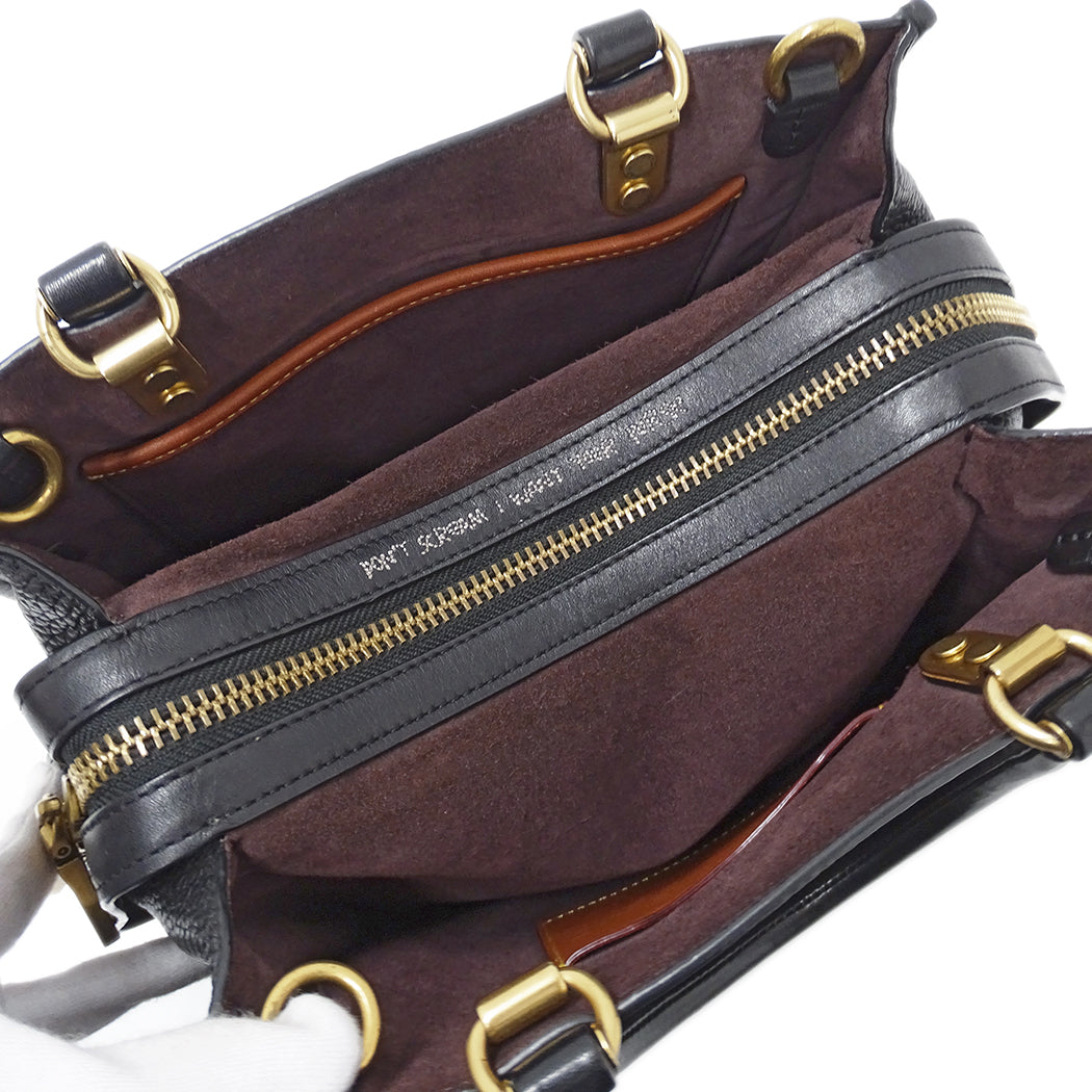 COACH コーチ ローグ 25 2wayバッグ ブラック C0307 レザー レディース ジャンミシェルバスキア コラボ 【中古】