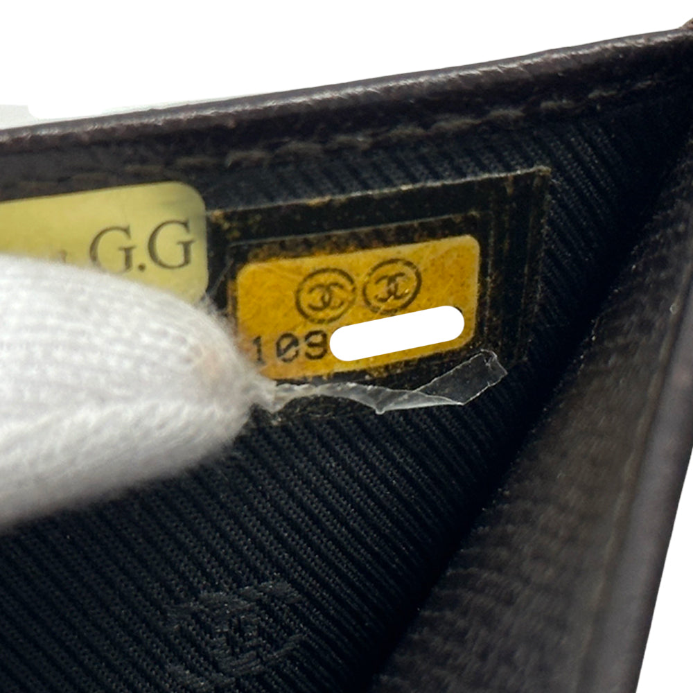 CHANEL シャネル 二つ折り財布 ココボタン ダークブラウン レザー レディース メンズ 【中古】