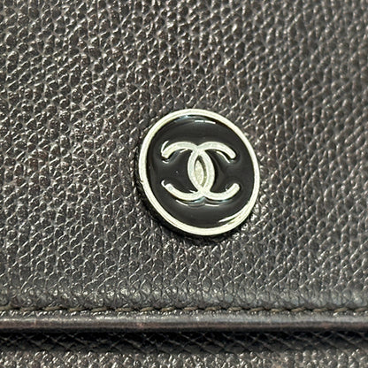 CHANEL シャネル 二つ折り財布 ココボタン ダークブラウン レザー レディース メンズ 【中古】