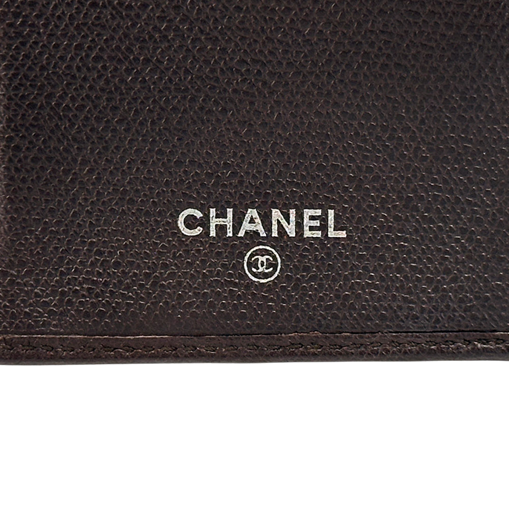 CHANEL シャネル 二つ折り財布 ココボタン ダークブラウン レザー レディース メンズ 【中古】