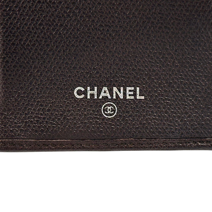 CHANEL シャネル 二つ折り財布 ココボタン ダークブラウン レザー レディース メンズ 【中古】