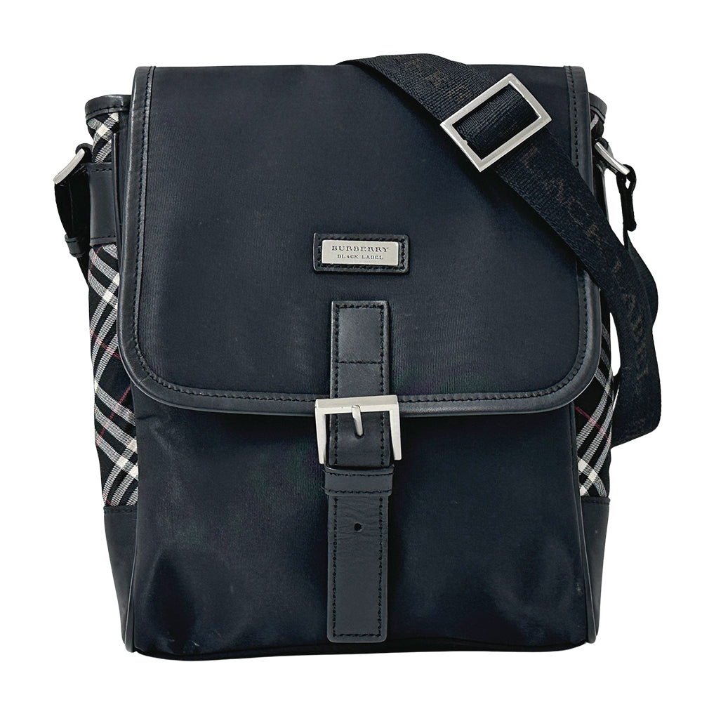 BURBERRY BLACK LABEL バーバリーブラックレーベル ショルダーバッグ ブラック ナイロン メンズ 【中古】