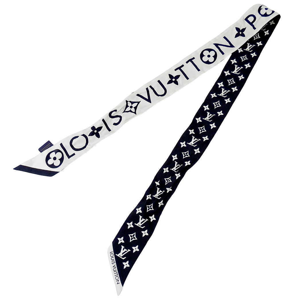 LOUIS VUITTON ルイ・ヴィトン バンドーBB モノグラム インフィニティ スカーフ ホワイト ノワール M90682 シルク レディース 【中古】
