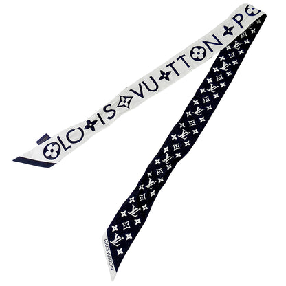 LOUIS VUITTON ルイ・ヴィトン バンドーBB モノグラム インフィニティ スカーフ ホワイト ノワール M90682 シルク レディース 【中古】