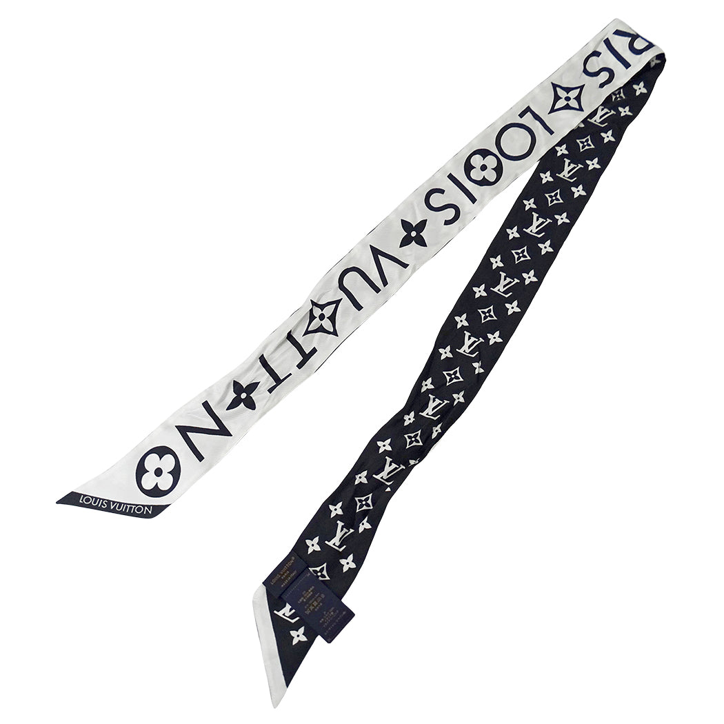 LOUIS VUITTON ルイ・ヴィトン バンドーBB モノグラム インフィニティ スカーフ ホワイト ノワール M90682 シルク レディース 【中古】