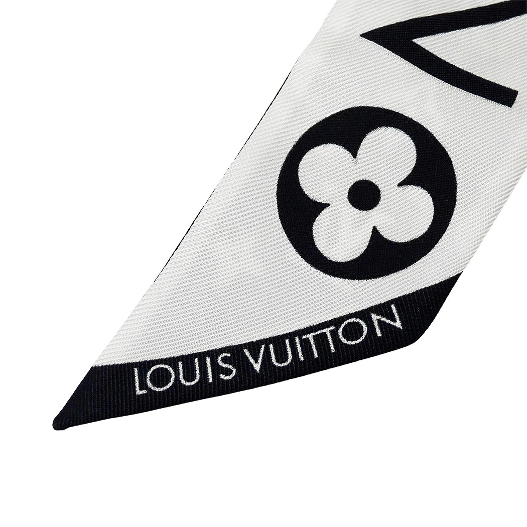 LOUIS VUITTON ルイ・ヴィトン バンドーBB モノグラム インフィニティ スカーフ ホワイト ノワール M90682 シルク レディース 【中古】