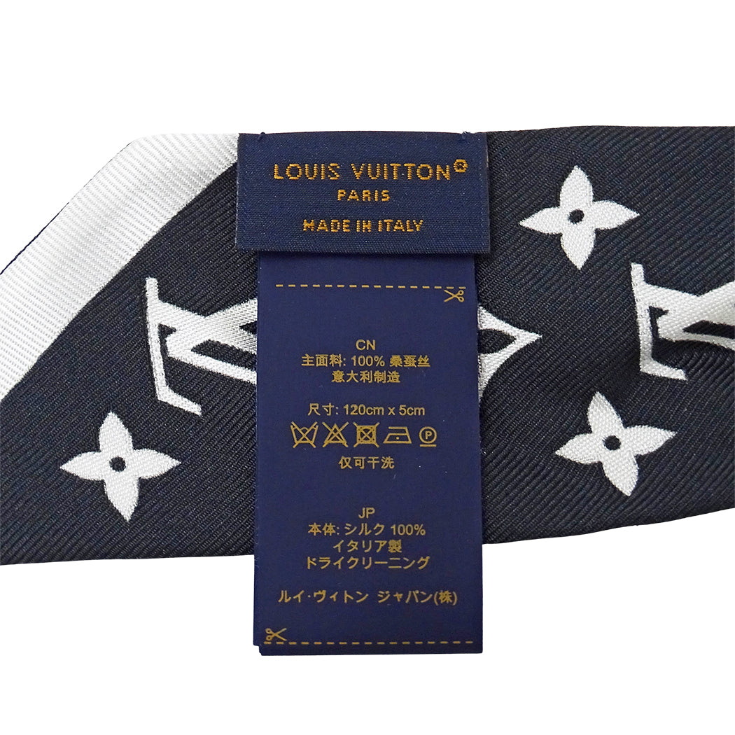 LOUIS VUITTON ルイ・ヴィトン バンドーBB モノグラム インフィニティ スカーフ ホワイト ノワール M90682 シルク レディース 【中古】