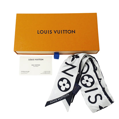 LOUIS VUITTON ルイ・ヴィトン バンドーBB モノグラム インフィニティ スカーフ ホワイト ノワール M90682 シルク レディース 【中古】