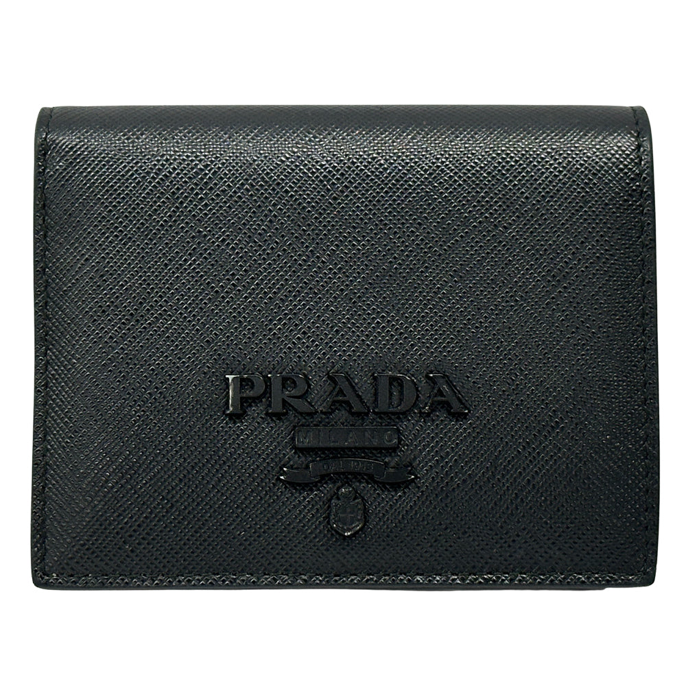 PRADA プラダ 二つ折り財布 ブラック 1MV204 サフィアーノ レディース メンズ 【中古】