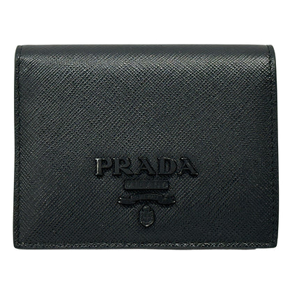 PRADA プラダ 二つ折り財布 ブラック 1MV204 サフィアーノ レディース メンズ 【中古】