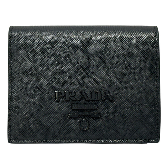 PRADA プラダ 二つ折り財布 ブラック 1MV204 サフィアーノ レディース メンズ 【中古】