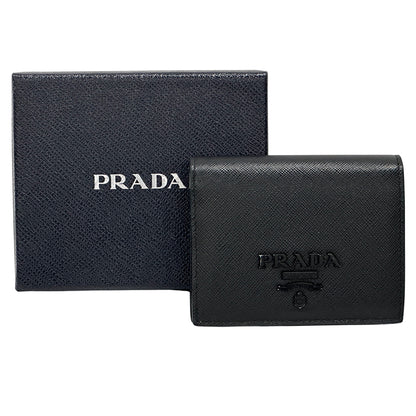 PRADA プラダ 二つ折り財布 ブラック 1MV204 サフィアーノ レディース メンズ 【中古】