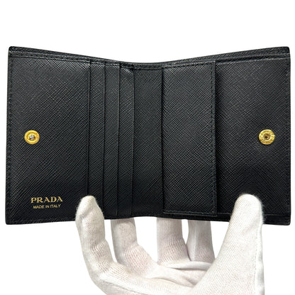 PRADA プラダ 二つ折り財布 ブラック 1MV204 サフィアーノ レディース メンズ 【中古】