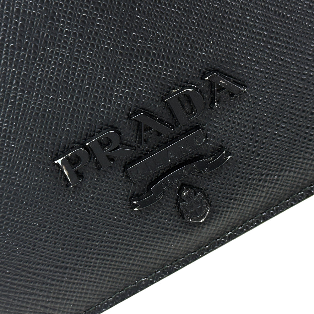 PRADA プラダ 二つ折り財布 ブラック 1MV204 サフィアーノ レディース メンズ 【中古】