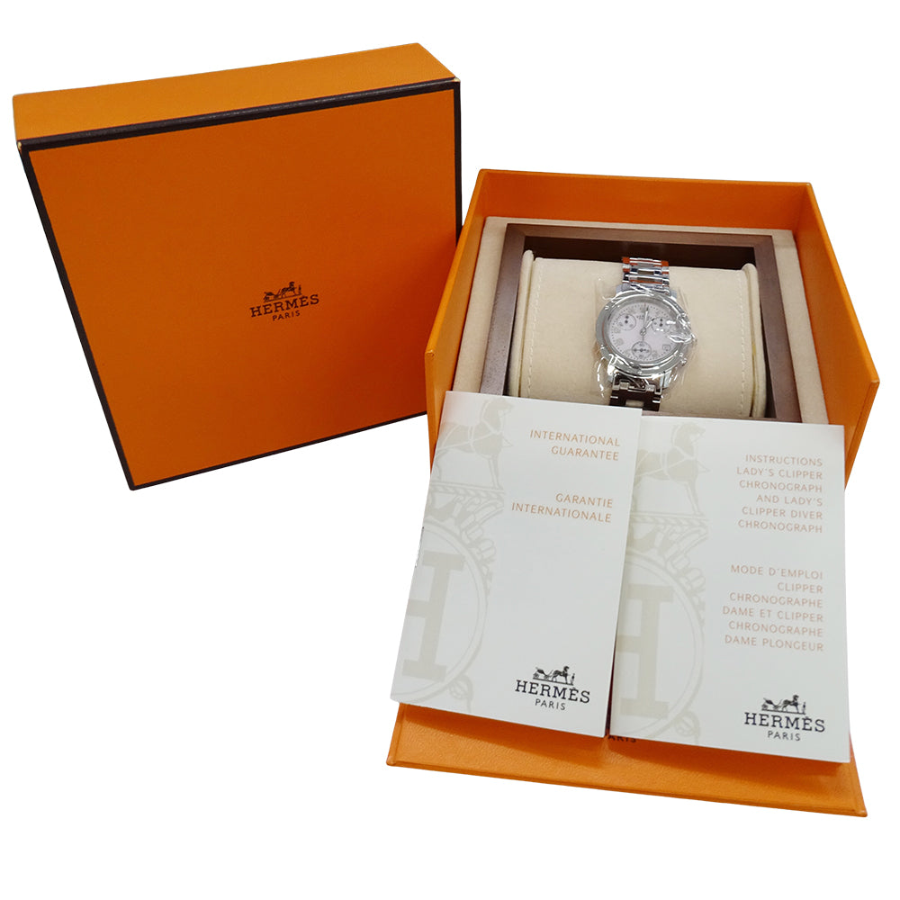HERMES エルメス クリッパー CL1.310 レディース 腕時計 ピンクシェル クオーツ QZ ステンレス 磨き済み【中古】