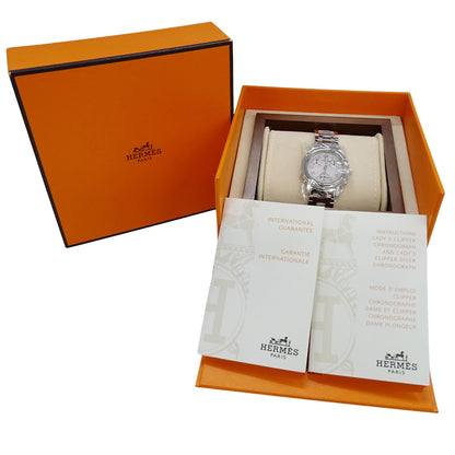 HERMES エルメス クリッパー CL1.310 レディース 腕時計 ピンクシェル クオーツ QZ ステンレス 磨き済み【中古】