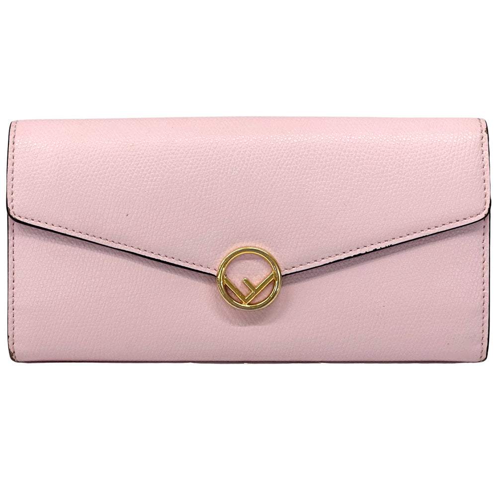 FENDI フェンディ 長財布 エフイズ ピンク ゴールド レザー レディース 【中古】