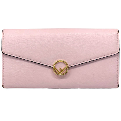 FENDI フェンディ 長財布 エフイズ ピンク ゴールド レザー レディース 【中古】