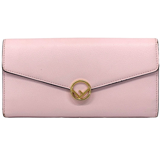 FENDI フェンディ 長財布 エフイズ ピンク ゴールド レザー レディース 【中古】