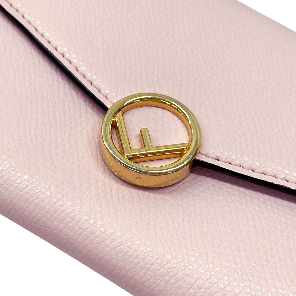 FENDI フェンディ 長財布 エフイズ ピンク ゴールド レザー レディース 【中古】