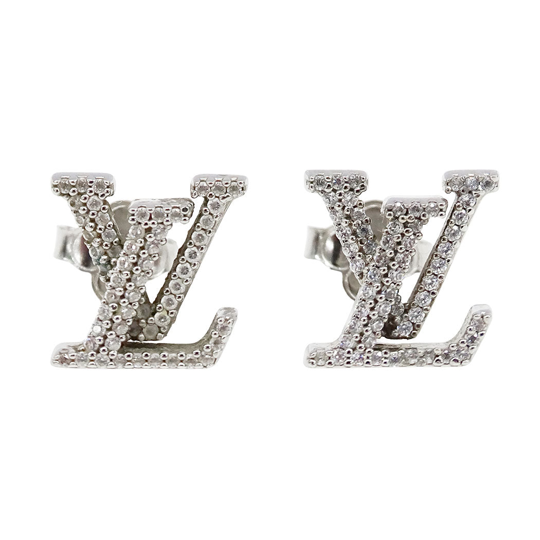 LOUIS VUITTON ルイ・ヴィトン ピアス・LV アイコニック ストラス ピアス ラインストーン シルバー レディース M00608 【中古】