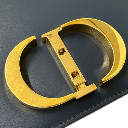 Dior ディオール 30モンテーニュ ショルダーバッグ ブルー ゴールド金具 レザー レディース 【中古】