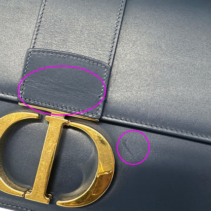 Dior ディオール 30モンテーニュ ショルダーバッグ ブルー ゴールド金具 レザー レディース 【中古】